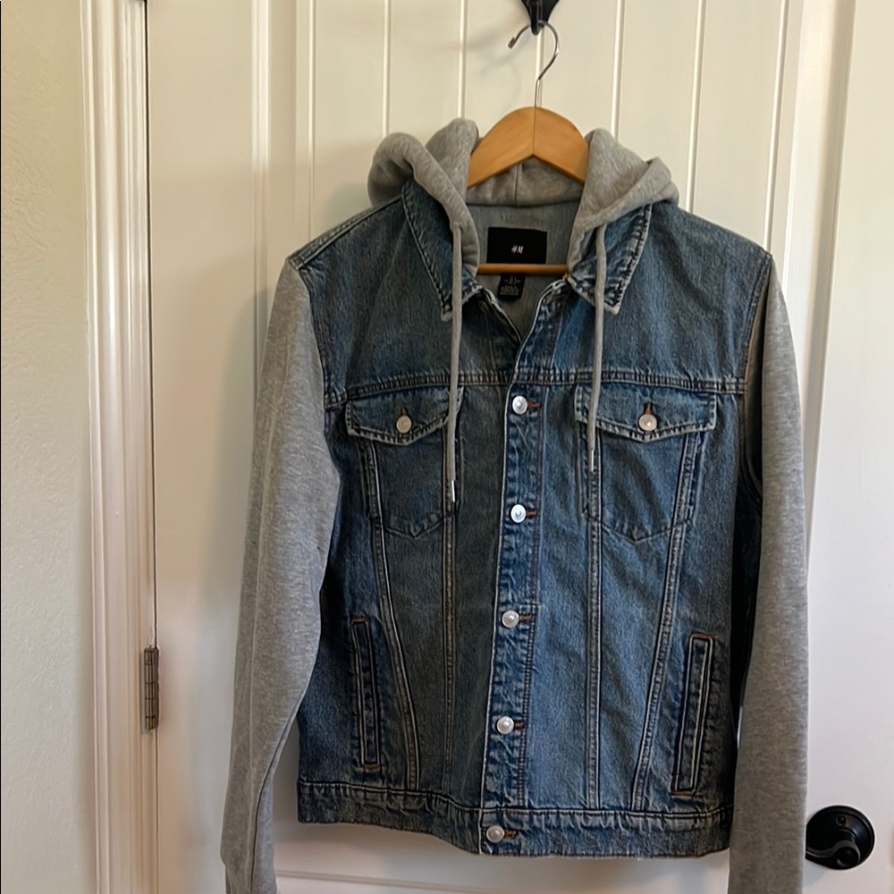 Men's Denim Jacket with Gray Sleeves
